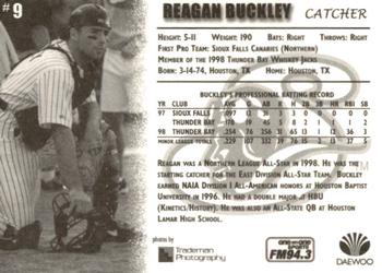 1999 Schaumburg Flyers #NNO Reagan Buckley Back