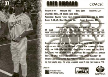 1999 Schaumburg Flyers #NNO Greg Hibbard Back