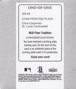 2006 Fleer Tradition - 1934 Goudey Greats Printing Plates Cyan #GG--28 Chris Carpenter Back