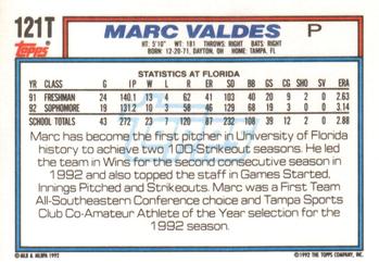 1992 Topps Traded #121T Marc Valdes Back