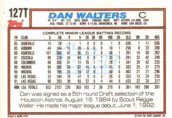 1992 Topps Traded #127T Dan Walters Back