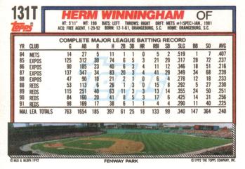 1992 Topps Traded #131T Herm Winningham Back