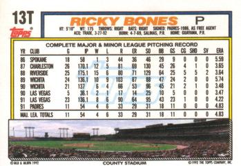 1992 Topps Traded #13T Ricky Bones Back