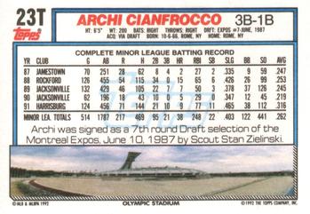 1992 Topps Traded #23T Archi Cianfrocco Back
