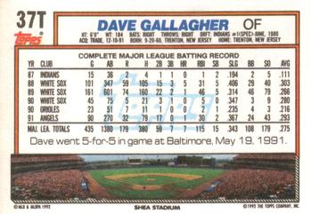 1992 Topps Traded #37T Dave Gallagher Back