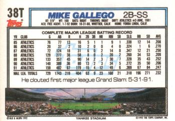 1992 Topps Traded #38T Mike Gallego Back