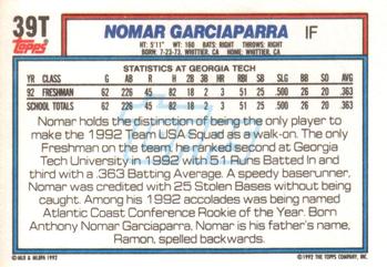 1992 Topps Traded #39T Nomar Garciaparra Back