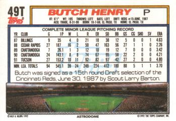 1992 Topps Traded #49T Butch Henry Back