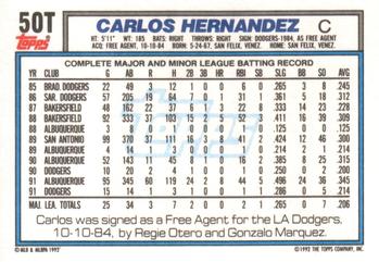 1992 Topps Traded #50T Carlos Hernandez Back