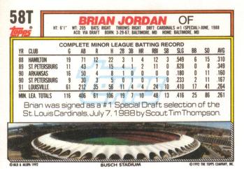 1992 Topps Traded #58T Brian Jordan Back