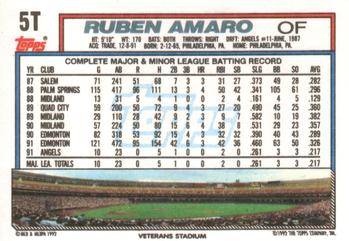 1992 Topps Traded #5T Ruben Amaro Back