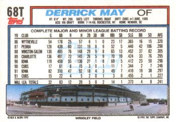 1992 Topps Traded #68T Derrick May Back
