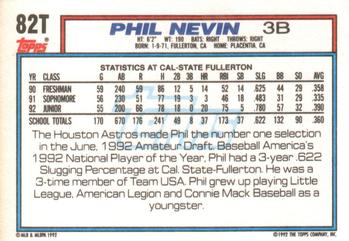 1992 Topps Traded #82T Phil Nevin Back