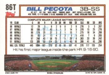 1992 Topps Traded #86T Bill Pecota Back