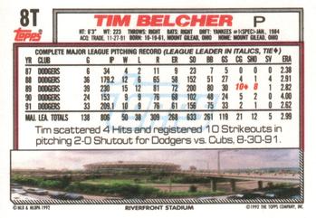 1992 Topps Traded #8T Tim Belcher Back