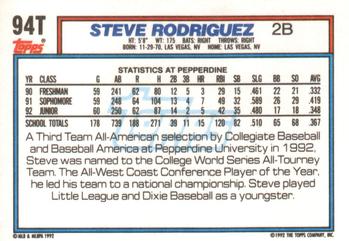 1992 Topps Traded #94T Steve Rodriguez Back