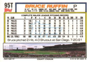 1992 Topps Traded #95T Bruce Ruffin Back