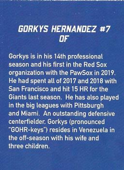 2019 Pawtucket Red Sox #NNO Gorkys Hernandez Back