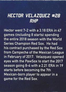 2019 Pawtucket Red Sox #NNO Hector Velazquez Back