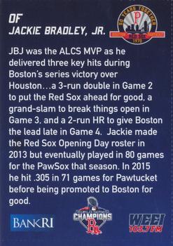 2019 BankRI/WEEI Pawtucket Red Sox World Series Champions Boston Red Sox #NNO Jackie Bradley Jr. Back