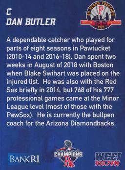 2019 BankRI/WEEI Pawtucket Red Sox World Series Champions Boston Red Sox #NNO Dan Butler Back