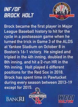 2019 BankRI/WEEI Pawtucket Red Sox World Series Champions Boston Red Sox #NNO Brock Holt Back