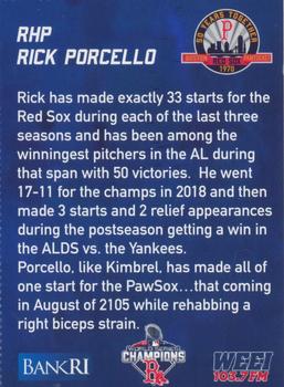2019 BankRI/WEEI Pawtucket Red Sox World Series Champions Boston Red Sox #NNO Rick Porcello Back