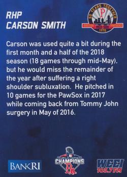 2019 BankRI/WEEI Pawtucket Red Sox World Series Champions Boston Red Sox #NNO Carson Smith Back