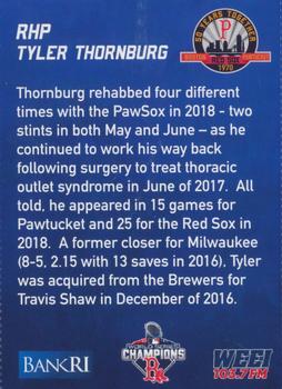 2019 BankRI/WEEI Pawtucket Red Sox World Series Champions Boston Red Sox #NNO Tyler Thornburg Back