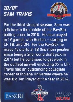 2019 BankRI/WEEI Pawtucket Red Sox World Series Champions Boston Red Sox #NNO Sam Travis Back