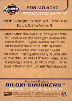 2019 Choice Biloxi Shuckers #28 Bob Milacki Back