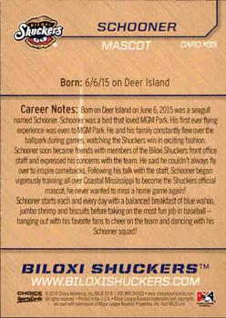 2019 Choice Biloxi Shuckers #33 Schooner Back