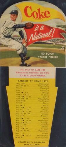 1952 Coke Tips #NNO Ed Lopat Front