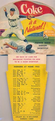 1952 Coke Tips #NNO Pee Wee Reese Front