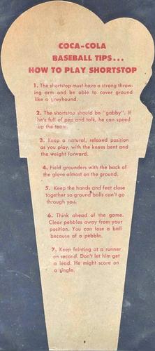 1952 Coke Tips - Test Sets #NNO Phil Rizzuto Back