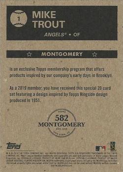 2018-19 Topps 582 Montgomery Club Set 4 #1 Mike Trout Back