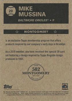 2018-19 Topps 582 Montgomery Club Set 4 #20 Mike Mussina Back