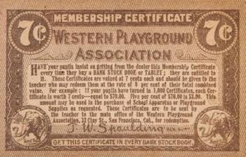 1911 Western Playground Association (H998) #NNO Harry Stewart Back