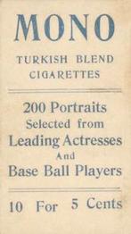 1911 Mono Cigarettes Baseball (T217) #NNO Roy Akin Back