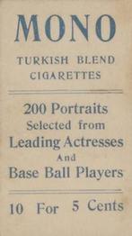 1911 Mono Cigarettes Baseball (T217) #NNO Flame Delhi Back
