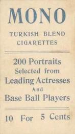 1911 Mono Cigarettes Baseball (T217) #NNO Elmer Thorsen Back