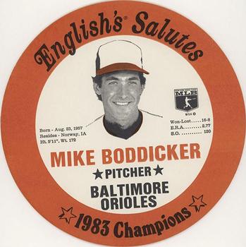 1983 English's Chicken Baltimore Orioles Lids #NNO Mike Boddicker Front