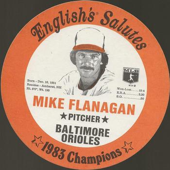 1983 English's Chicken Baltimore Orioles Lids #NNO Mike Flanagan Front