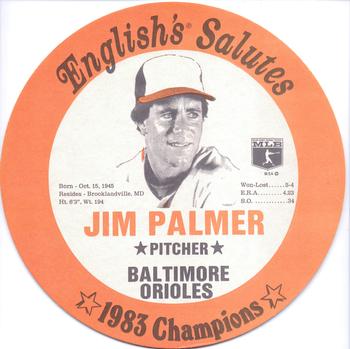 1983 English's Chicken Baltimore Orioles Lids #NNO Jim Palmer Front