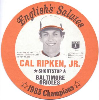 1983 English's Chicken Baltimore Orioles Lids #NNO Cal Ripken, Jr. Front