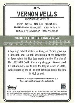 2019 Topps Archives Snapshots - Autographs #AS-VW Vernon Wells Back