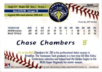 2019 Grandstand Columbia Fireflies #NNO Chase Chambers Back