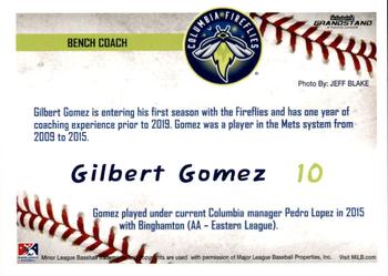 2019 Grandstand Columbia Fireflies #NNO Gilbert Gomez Back