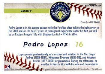 2019 Grandstand Columbia Fireflies #NNO Pedro Lopez Back
