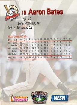 2009 Dunkin' Donuts NESN Pawtucket Red Sox #NNO Aaron Bates Back